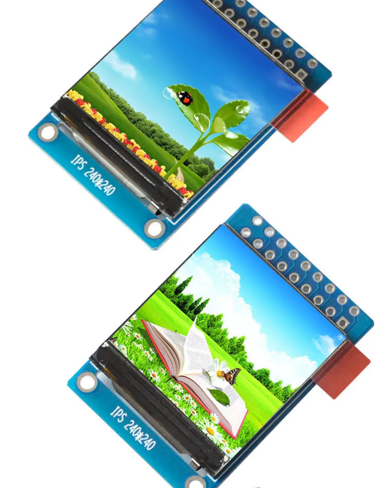 1.3 inch square IPS LCD display module with 18-pin connector and vivid colour screen.