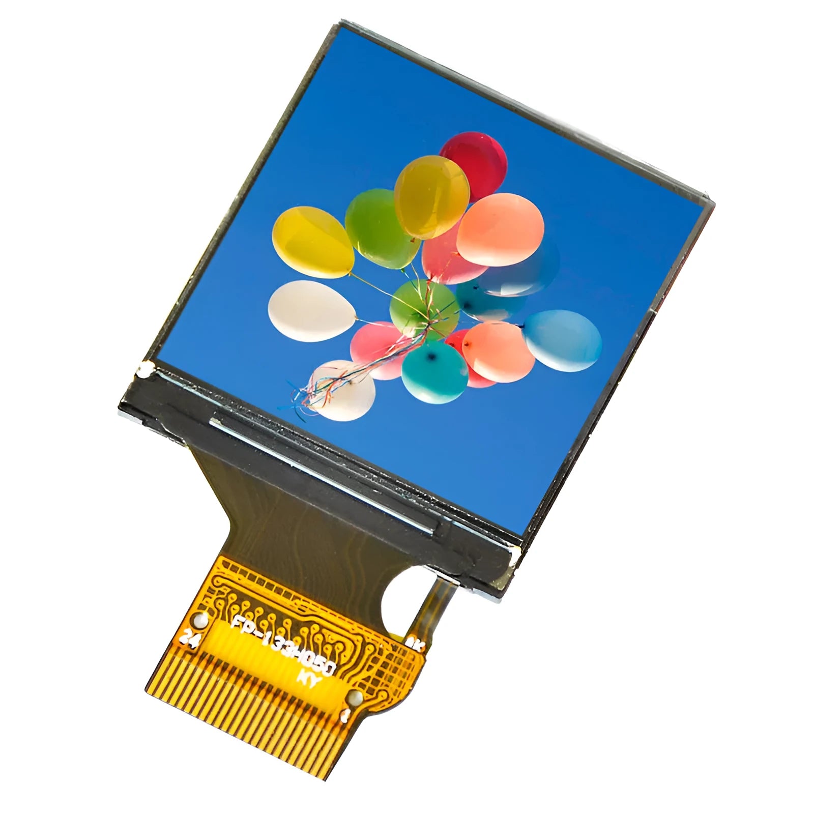 1.3 inch square IPS LCD display module with 18-pin connector and vivid colour screen.