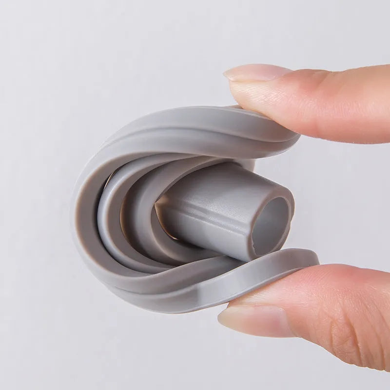 Silicone folding funnel in grey, collapsed flat, with modern simple design