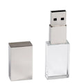Crystal USB flash drive with transparent glass front and stainless steel back, 60x18x10mm, gold colour