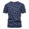 Casual slim-fit cotton T-shirt for men with dot pattern in blue colour