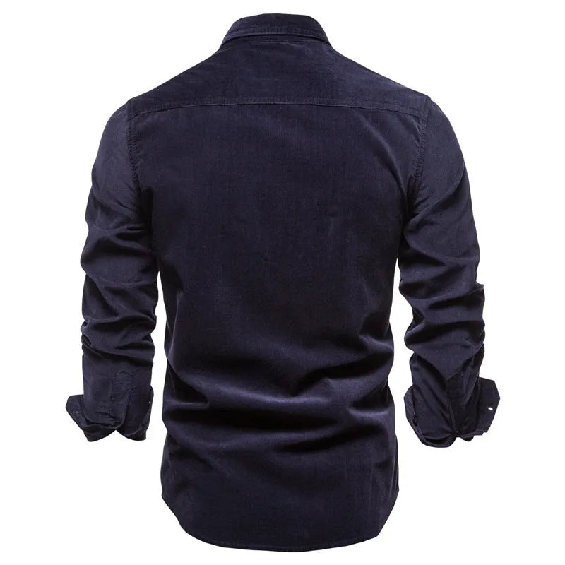 Men's long sleeve linen shirt in college top style available in multiple colours with Asian and standard sizing