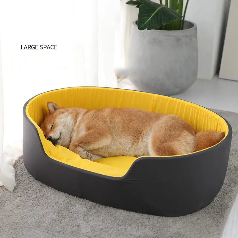 Washable cloth pet kennel for cats and dogs in black, shown in a medium size.