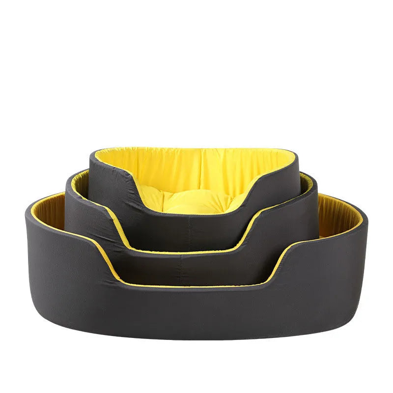 Washable cloth pet kennel for cats and dogs in black, shown in a medium size.