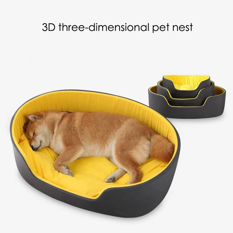 Washable cloth pet kennel for cats and dogs in black, shown in a medium size.