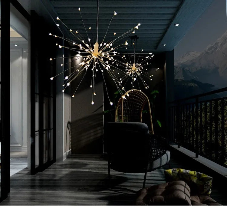 Solar-powered LED meteor shower string light with multiple warm white bulbs for outdoor garden decoration.