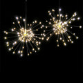 Solar-powered LED meteor shower string light with multiple warm white bulbs for outdoor garden decoration.