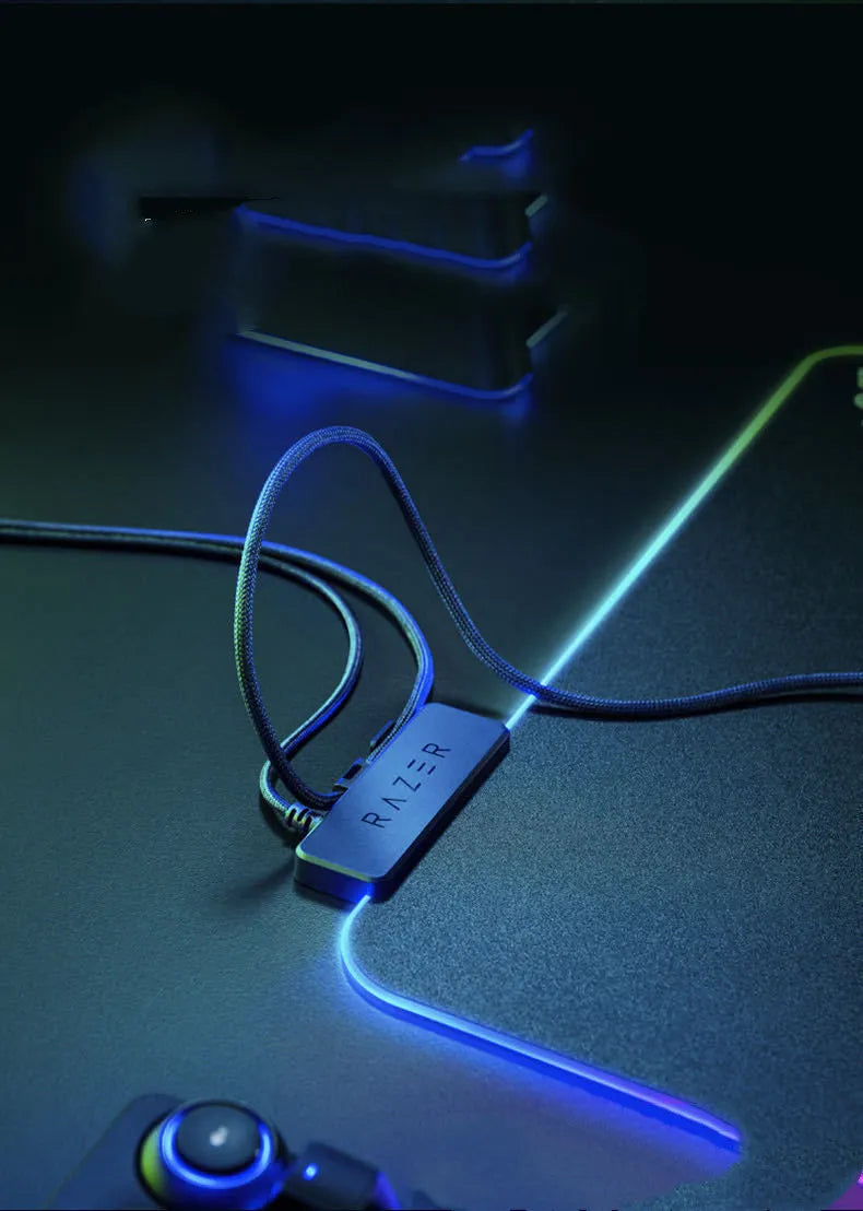 Razer Firefly Hard V2 RGB mouse pad with built-in cable catch and 19 lighting zones in black