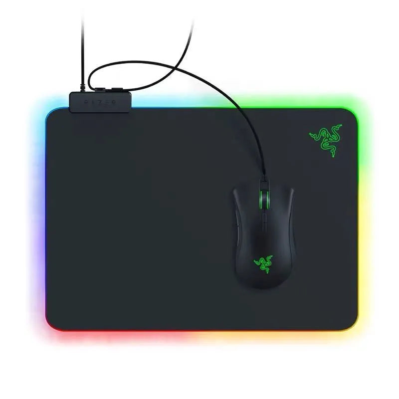 Razer Firefly Hard V2 RGB mouse pad with built-in cable catch and 19 lighting zones in black