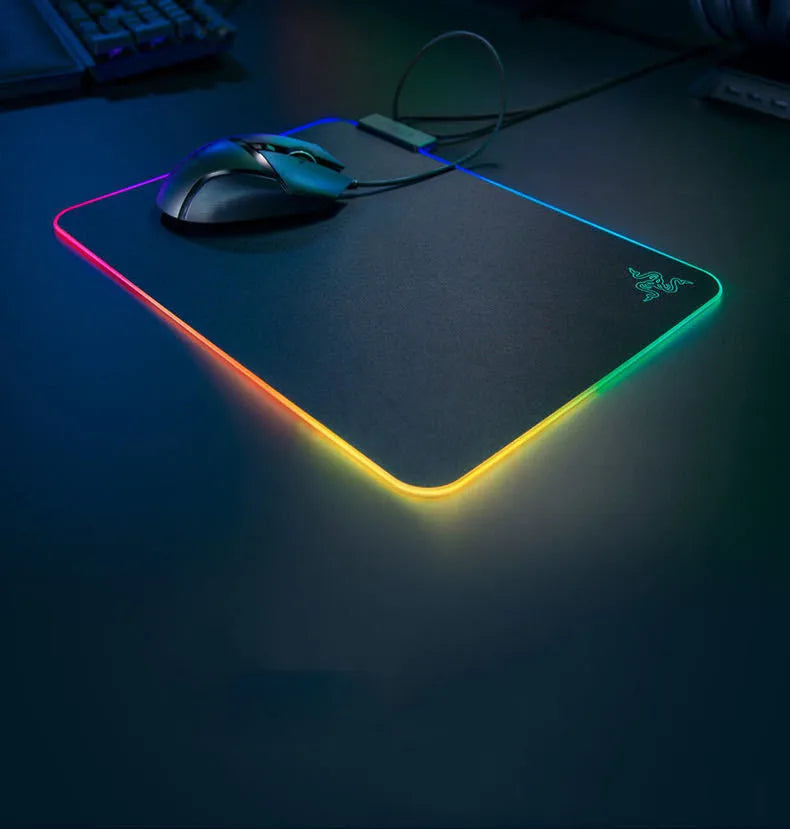 Razer Firefly Hard V2 RGB mouse pad with built-in cable catch and 19 lighting zones in black