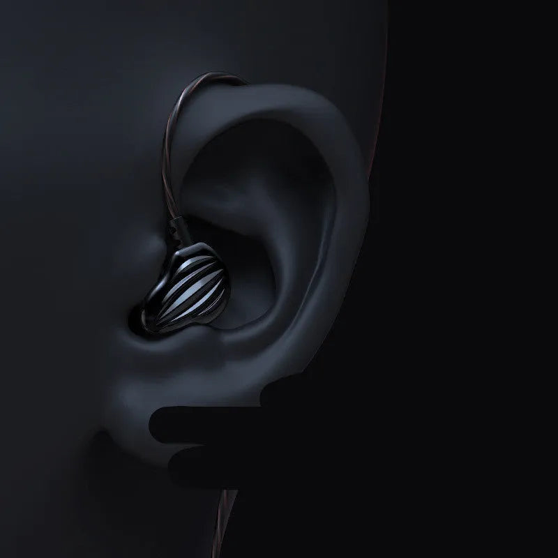 In-ear sports headphones with black around-ear wire design and 3.5mm plug