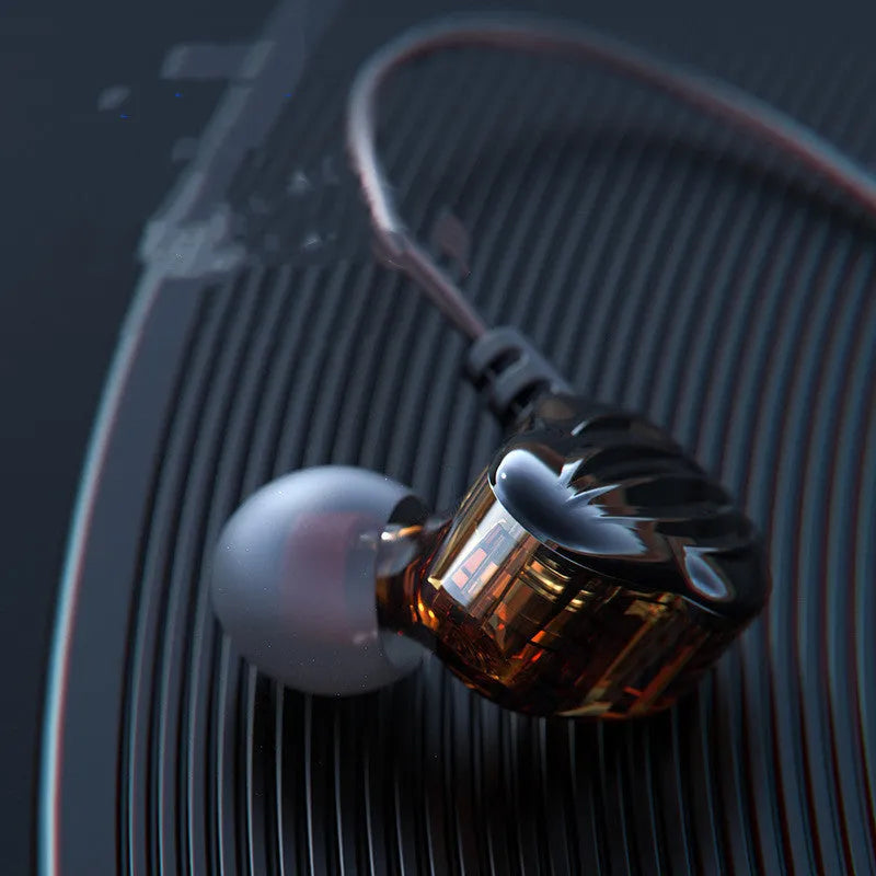 In-ear sports headphones with black around-ear wire design and 3.5mm plug