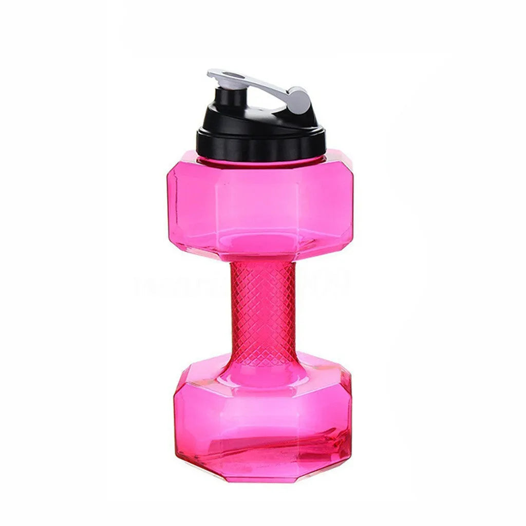 Fitness dumbbell cup sports water bottle in blue with handle and push cap, 500ml capacity