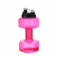 Fitness dumbbell cup sports water bottle in blue with handle and push cap, 500ml capacity