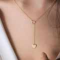 Long Pendant Heart-Shaped Necklace in Stainless Steel, Gold Colour Option