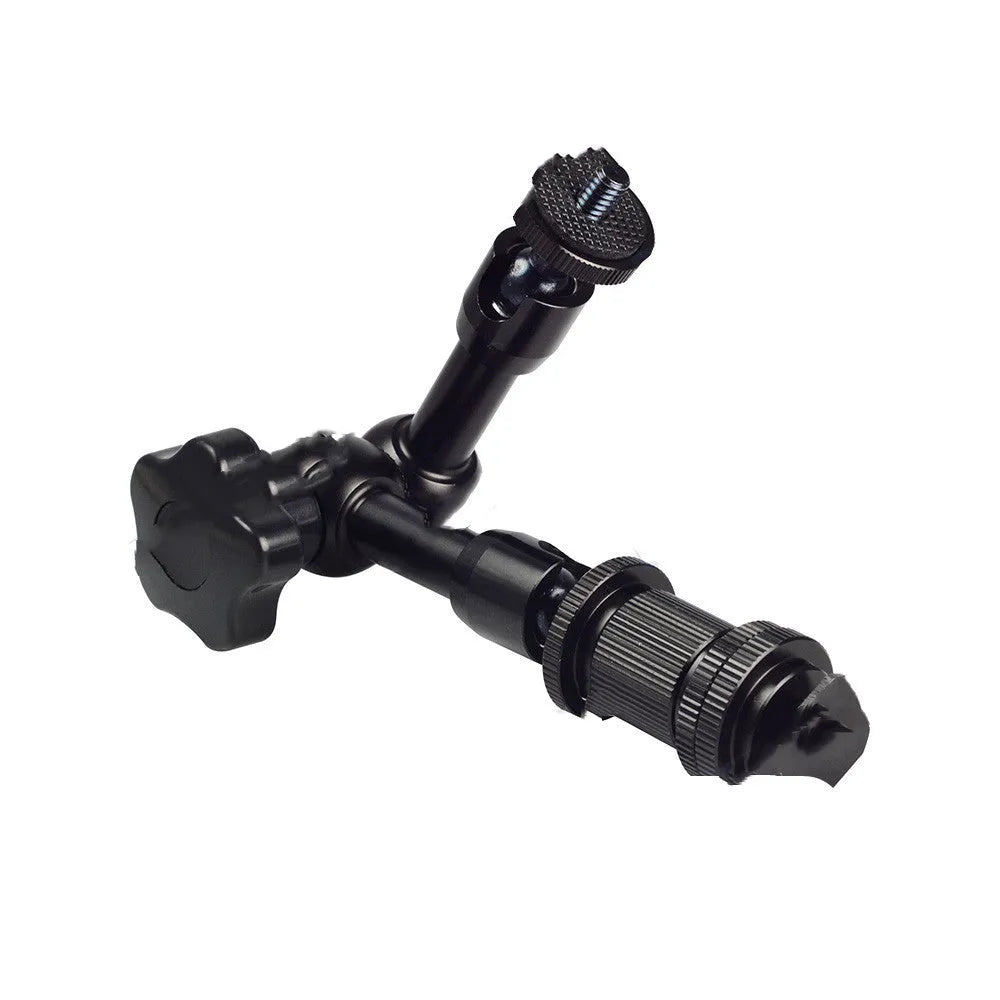 Black 7-inch metal magic friction articulating arm for DSLR camera with hot shoe mount