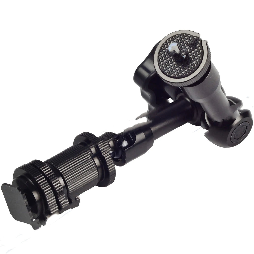 Black 7-inch metal magic friction articulating arm for DSLR camera with hot shoe mount