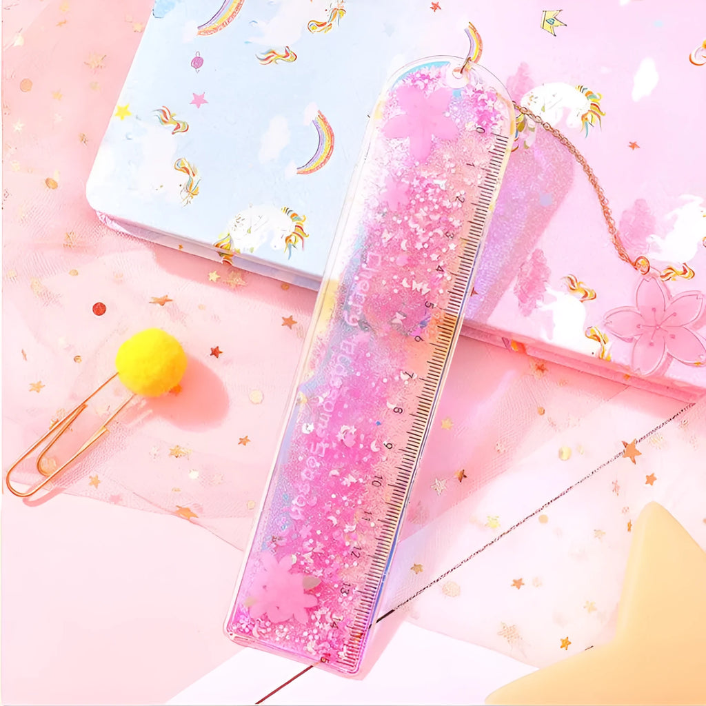 15cm colourful PVC ruler with laser-cut heart designs in six colour variations including cherry blossom and strawberry