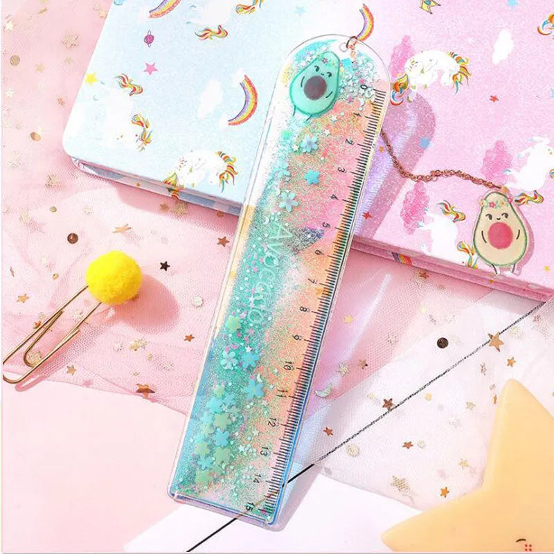 15cm colourful PVC ruler with laser-cut heart designs in six colour variations including cherry blossom and strawberry