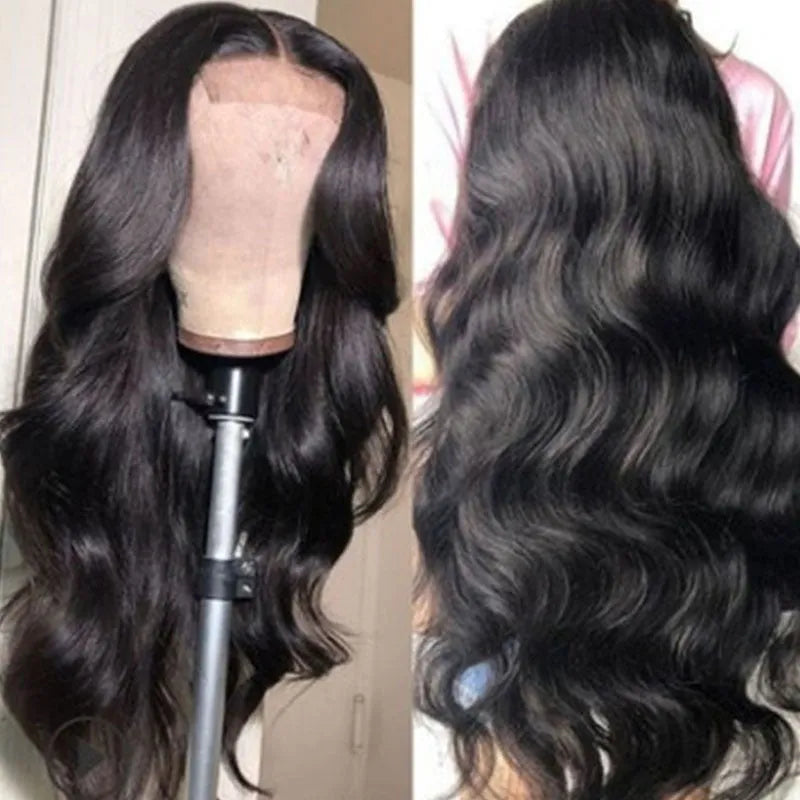 Medium split black big wave high temperature wire wig with long curly hair and long bangs for ladies