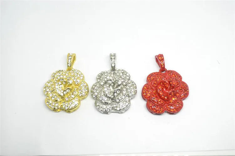 Diamond-studded metal rose flower crystal USB flash drive with metal shell in blue colour option