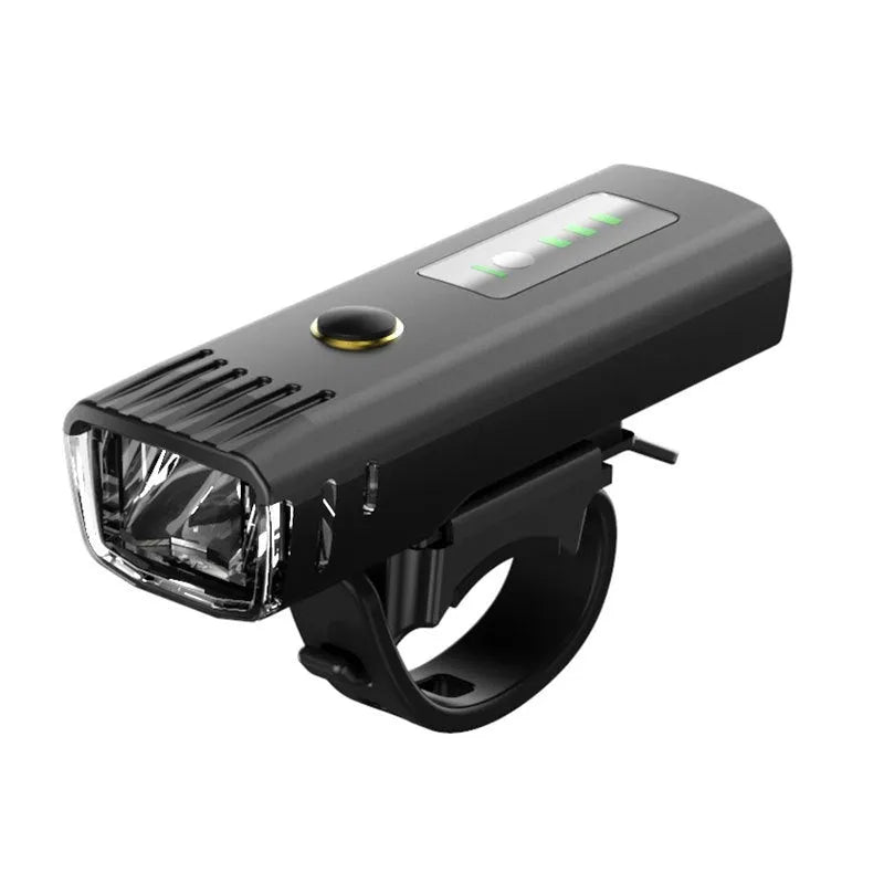 Black bicycle headlight with ABS plastic housing, 250 lumens, 100-metre beam range