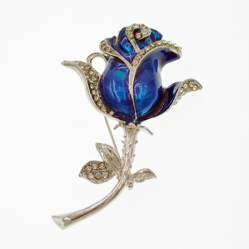 Diamond-studded metal rose flower crystal USB flash drive with metal shell in blue colour option