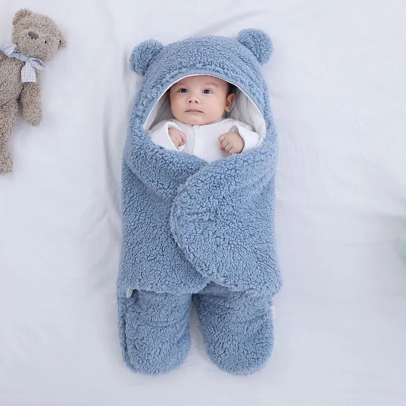 Baby quilted sleeping bag wrapper in cotton blend fabric with polyester cotton filling