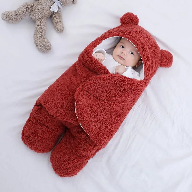 Baby quilted sleeping bag wrapper in cotton blend fabric with polyester cotton filling