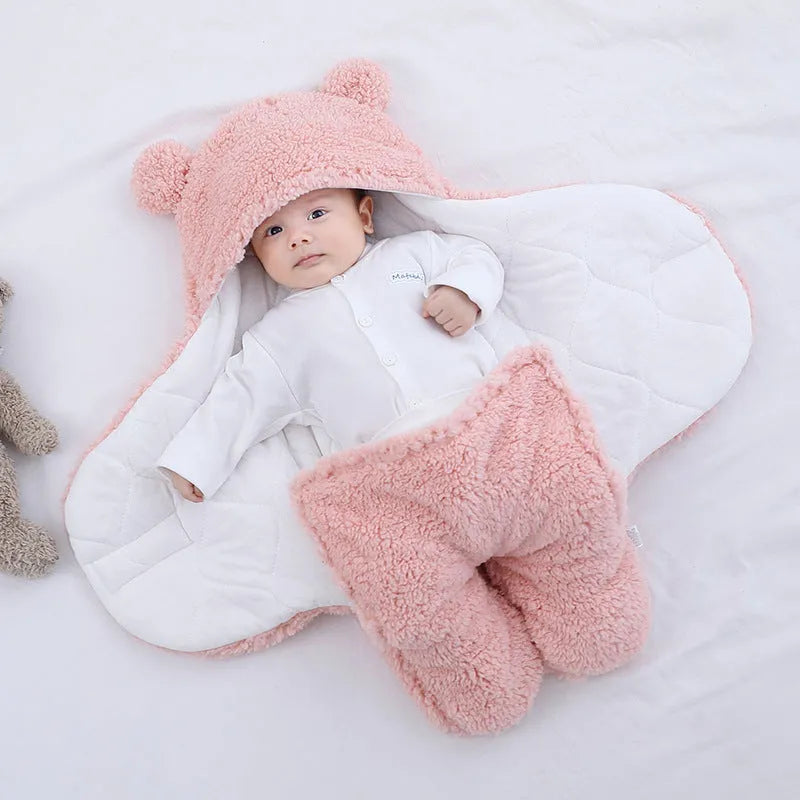 Baby quilted sleeping bag wrapper in cotton blend fabric with polyester cotton filling