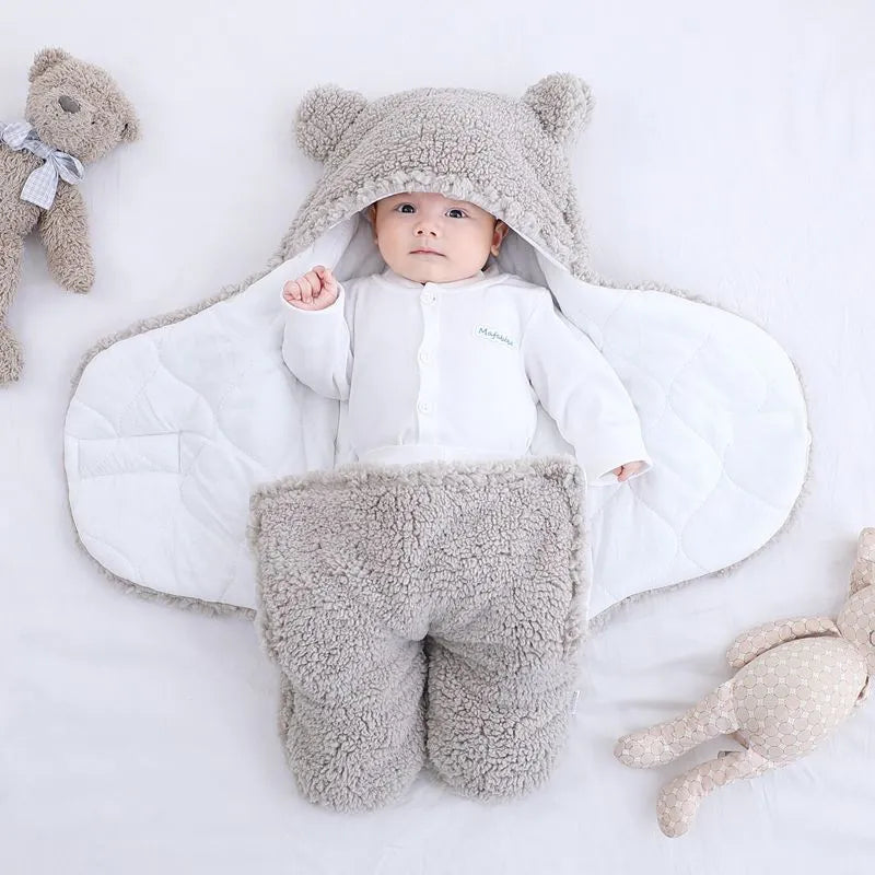 Baby quilted sleeping bag wrapper in cotton blend fabric with polyester cotton filling