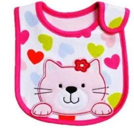 Three-layer waterproof polyester cotton baby bib with cartoon animal pattern in blue car design