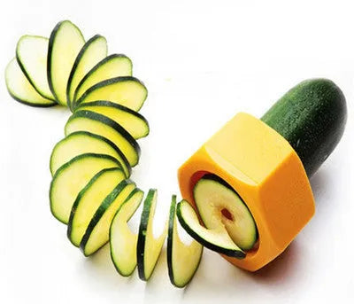 Yellow and green ABS plastic spiral vegetable cutter with 8cm diameter for kitchen use
