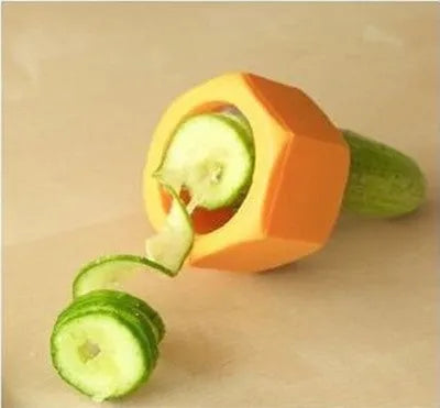Yellow and green ABS plastic spiral vegetable cutter with 8cm diameter for kitchen use