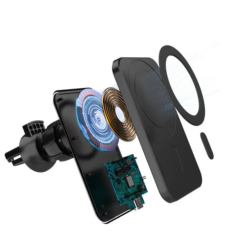 N16 Magnetic Wireless Charger compatible with Apple iPhone with indicator light in black