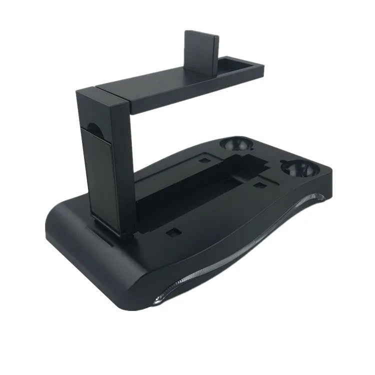 Black ABS plastic charging dock for two PlayStation PS4 VR motion controllers.
