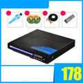 SAST SA208 silver portable DVD player with tray open and USB port visible on front panel.