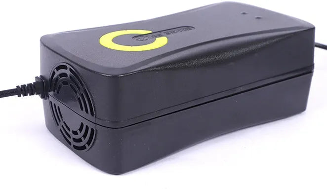 Black alloy 72V 20Ah electric car charger with automatic power-off and international plug options