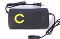 Black alloy 72V 20Ah electric car charger with automatic power-off and international plug options