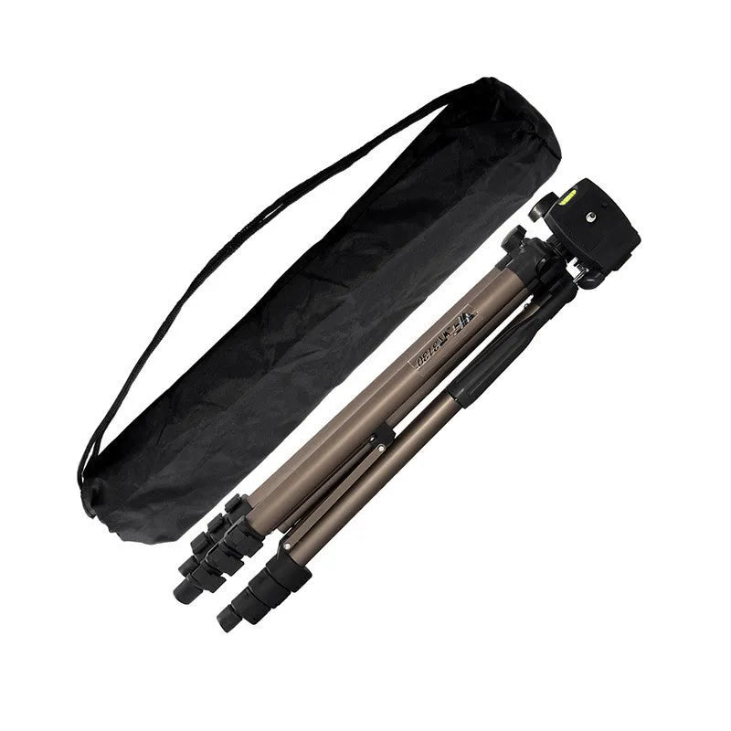Black aluminium Bluetooth tripod extended to 1.3m with phone holder and remote.