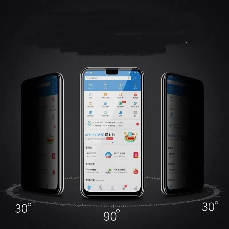Tempered Glass Screen Protector Film for Huawei Mate 30 Pro P40 Pro P30 Pro and More Models Privacy Mirror HD Scratch-Resistant Anti-Reflective Front Film with Side Glue Options