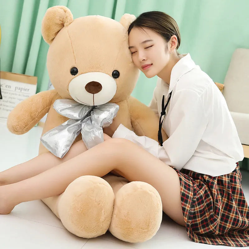 Macaron colour teddy bear plush toy pillow with soft short plush fabric in pink