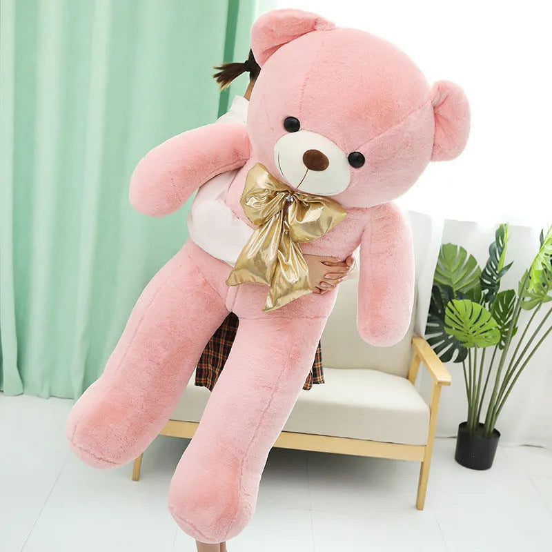 Macaron colour teddy bear plush toy pillow with soft short plush fabric in pink