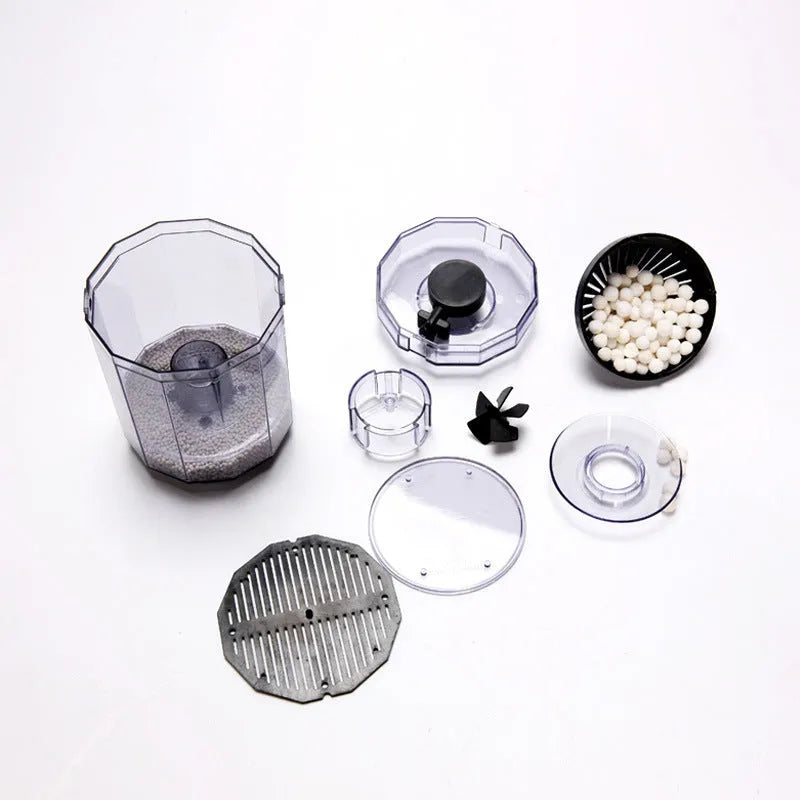 Grey automatic air-driven fish tank fecal filter with non-woven fabric for cleaning waste