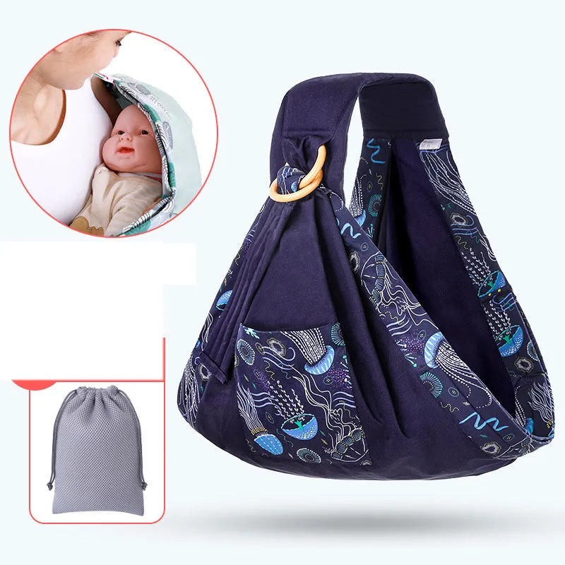 Baby carrier oblique front hold in pure cotton and mesh fabric supports 60kg for newborns to 36 months