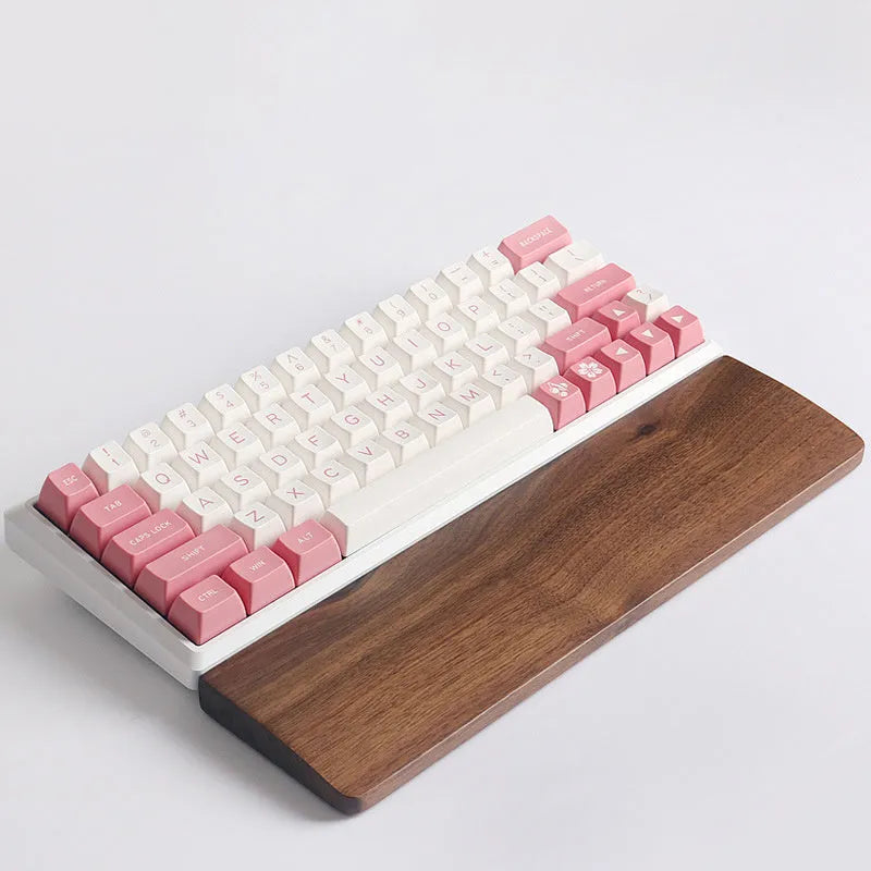 Walnut wood mechanical keyboard wrist rest with smooth seamless surface