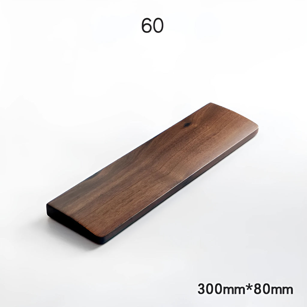 Walnut wood mechanical keyboard wrist rest with smooth seamless surface