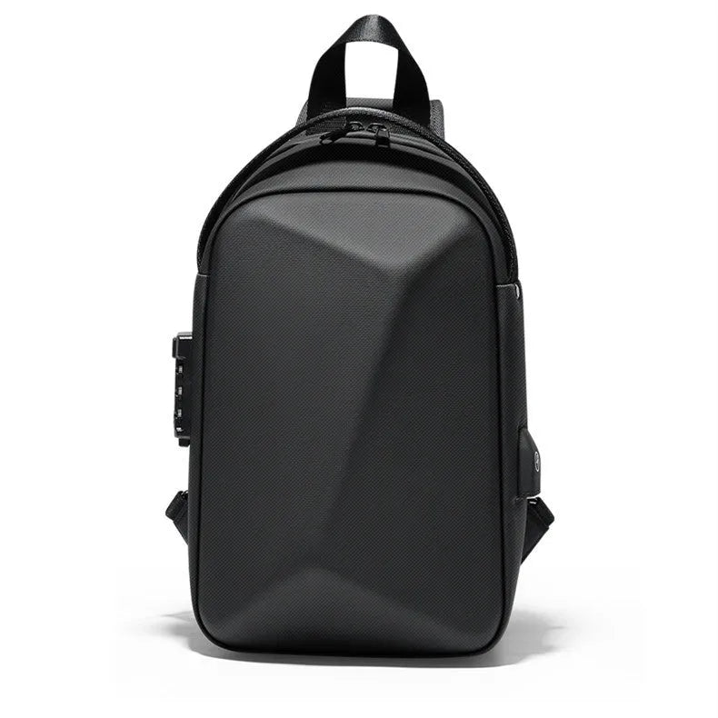 YINIONGDAQI black men's crossbody bag with lock element, EVA soft surface, medium horizontal square shape, for 10.2 inch iPad