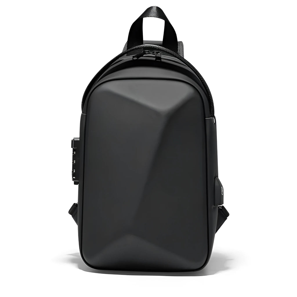 YINIONGDAQI black men's crossbody bag with lock element, EVA soft surface, medium horizontal square shape, for 10.2 inch iPad
