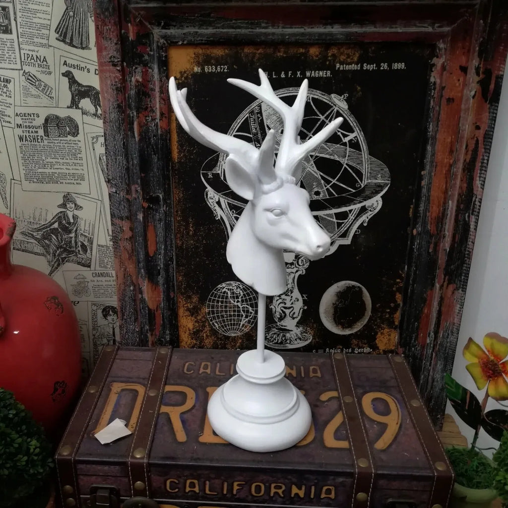 Tall natural resin animal sculpture home decoration in black, white, or wood colour.